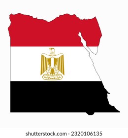 Egypt map silhouette with flag isolated on white background