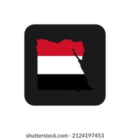 Egypt map silhouette with flag on black background