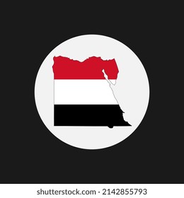 Egypt map silhouette with flag on white background