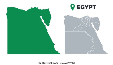 Egypt map simple flat outline vector set