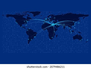 Egypt map for technology or innovation or export concepts. Connections of the country to major cities around the world. File is suitable for digital editing and prints of all sizes.