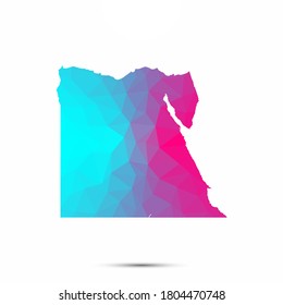 Egypt map triangle low poly geometric polygonal abstract style. Egypt abstract map. Cyan pink gradient abstract tessellation modern design background low poly. Vector illustration