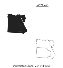 "Egypt Map Vector – Black Silhouette and Outline Design for Educational and Graphic Use"