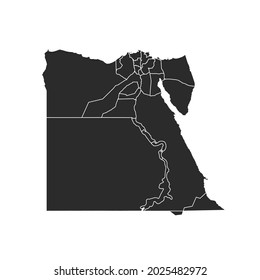 Mapa vectorial de Egipto, color oscuro. aislado en fondo transparente. 