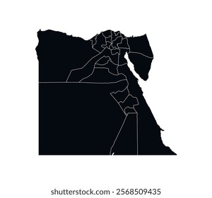 Egypt Map vector icon. Map of Egypt Black Silhouette.