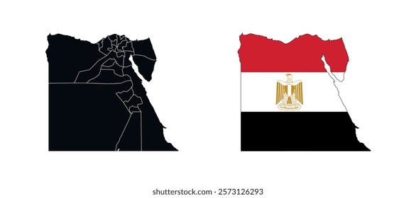 Egypt Map vector icon. Map of Egypt in Flag colors.