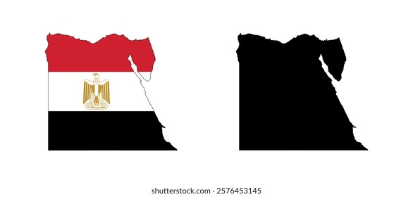 Egypt Map vector icon. Map of Egypt in Flag colors.