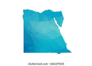 Egypt map vector illustration in polygonal style,Low poly design on white background