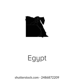 Egypt Map Vector Illustration - Silhouette, Outline, Egypt Travel and Tourism Map