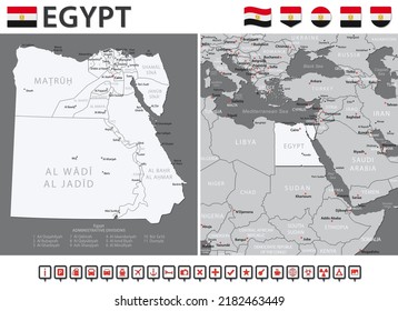 Egypt Map - Vector Infographic Set. Vector illustration