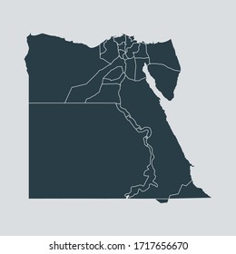 egypt map vector, isolated on gray background