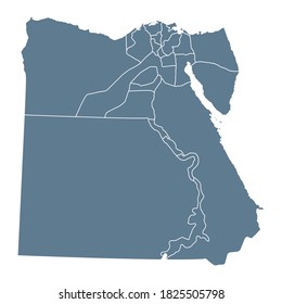 Egypt Map - Vector Solid Contour and State Regions