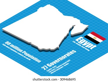 Egypt Map Vector Three Dimensional