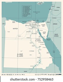 Egypt Map - Vintage High Detailed Vector Illustration