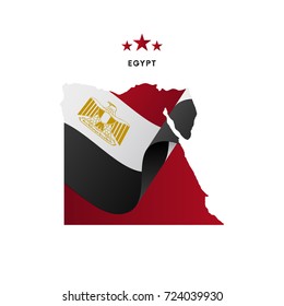 Egypt map with waving flag. Vector illustration.