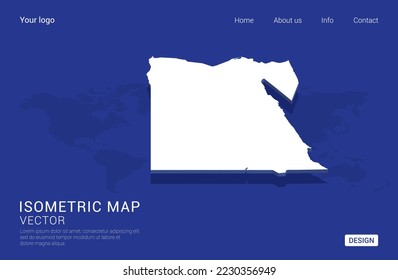 Egypt map white on dark blue background 3d isometric vector illustration.