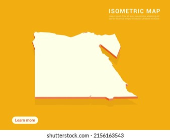 Mapa egipcio de blanco sobre fondo amarillo con 3d ilustración vectorial isométrica.
