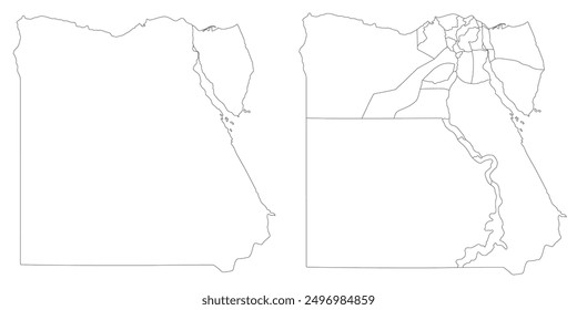 Egypt map. Map of Egypt in white set