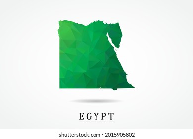 Mapa de Egipto - Mapa Mundial Plantilla vectorial internacional, estilo de polígono bajo con color verde aislado en fondo blanco - Ilustración vectorial eps 10