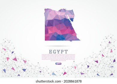 Mapa de Egipto - Mapa Mundial Plantilla vectorial Internacional con gradiente de color rosado poligonal aislado en fondo blanco para educación, sitio web, banner, infografía - Ilustración vectorial eps 10