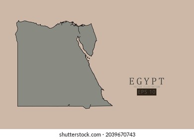 Egypt Map - World Map International vector template with old classic style and gray color on map isolated on brown background - Vector illustration eps 10 
