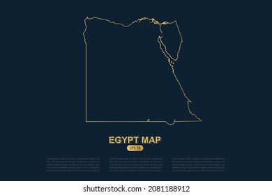 Egypt Map - World Map International vector template with thin gold outline graphic sketch style isolated on dark background for card design, poster, banner - Vector illustration eps 10