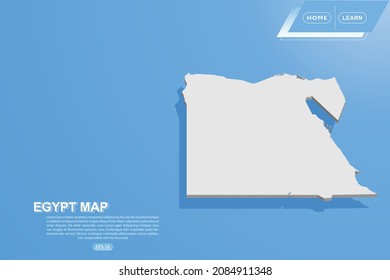Egypt Map - World map International vector template with isometric style including shadow, white color on blue background for design, website, infographic - Vector illustration eps 10