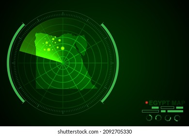 Egypt Map - World Map International vector template with futuristic circle radar style HUD, GUI, UI interface isolated on dark green background - Vector illustration eps 10
