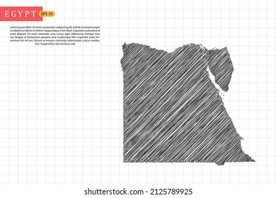 Mapa de Egipto - Mapa Mundial Plantilla vectorial Internacional con esbozo negro de dibujo gráfico y estilo de escuela antiguo aislado en fondo de cuadrícula blanca - Ilustraciones vectoriales 10