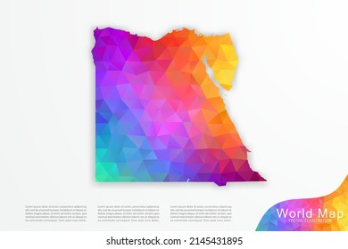Mapa de Egipto - Mapa Mundial Plantilla vectorial Internacional con estilo de polígono y gradiente colorido aislado en fondo blanco para sitio web, diseño, infografía - Ilustración vectorial eps 10