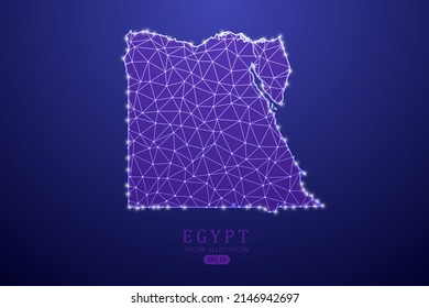 Egypt Map - World Map International vector template with purple mash line, point scales, and polygon style isolated on purple technology background - Vector illustration eps 10