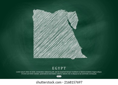 Mapa de Egipto - Mapa Mundial Plantilla vectorial internacional con esbozo blanco de dibujo gráfico y estilo de escuela antiguo aislado en el fondo del tablero verde - Ilustración vectorial 10
