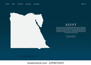 Egypt Map - World map international vector template with 3d white color on dark blue and green gradient color background for website template design, infographic - Vector illustration eps 10