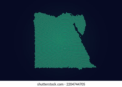 Egypt Map - World map vector template with green dots, grid, grunge, halftone style isolated on dark background for education, infographic, design, website - Vector illustration eps 10