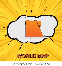 Egypt Map - World map vector template with isometric and comic art style including shadow, black and orange color on yellow background for design, infographic - Vector illustration eps 10