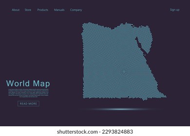 Egypt Map - World map vector template with blue dots, grid, grunge, halftone style isolated on dark purple background for website, infographic, technology design - Vector illustration eps 10