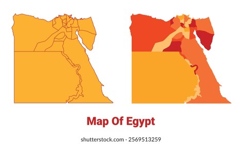 Egypt Map Yellow regions orange political map vector