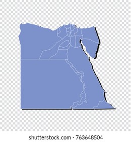 Egypt map.High Detailed Blue Map of Egypt isolated.Multicolored country map in geometric style for your infographics. Vector illustration eps 10.