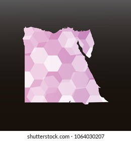 Egypt map-Purple map made of hexagon on black and gray background, gradient color. Vector illustration eps 10.