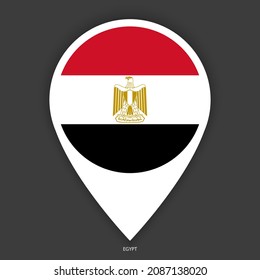 Egypt marker icon on dark grey background. Egypt pin icon isolated on barely dark background.