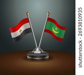EGYPT and Mauritania table flags relation  with gradient backgrund. Vector Illustration