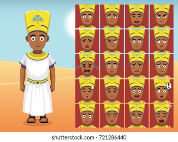 Egypt Menes Cartoon Emotion faces Vector Illustration