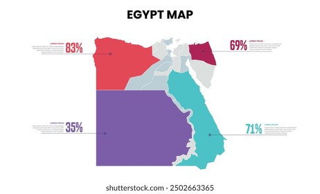 Egypt Modern Map Percentage Infographic Template, Detailed infographic map of Egypt