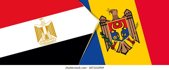 Egypt and Moldova flags, two vector flags symbol of relationship or confrontation.