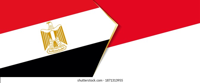 Egypt and Monaco flags, two vector flags symbol of relationship or confrontation.