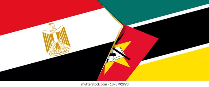 Banderas de Egipto y Mozambique, dos banderas vectoriales símbolo de relación o confrontación.