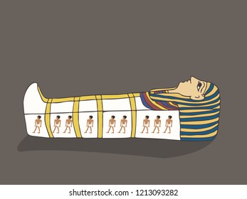 Egypt mummy anthropomorphous sarcophagus, vector cartoon historic illustration