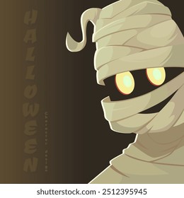 Egypt mummy character, Halloween cartoon Mummy retro style