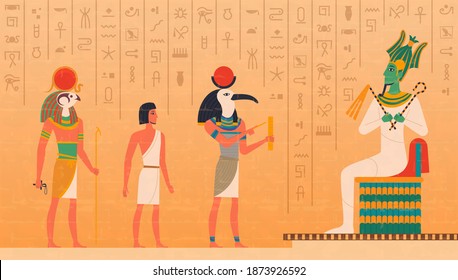 Egypt Mural Cultural Ancient Characters Painting Stock Vector (Royalty ...