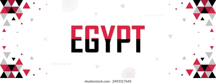 Egypt nation banner abstract background, flag color combination, suitable for national celebrations and festivals, black and red geometric pattern design with shapes